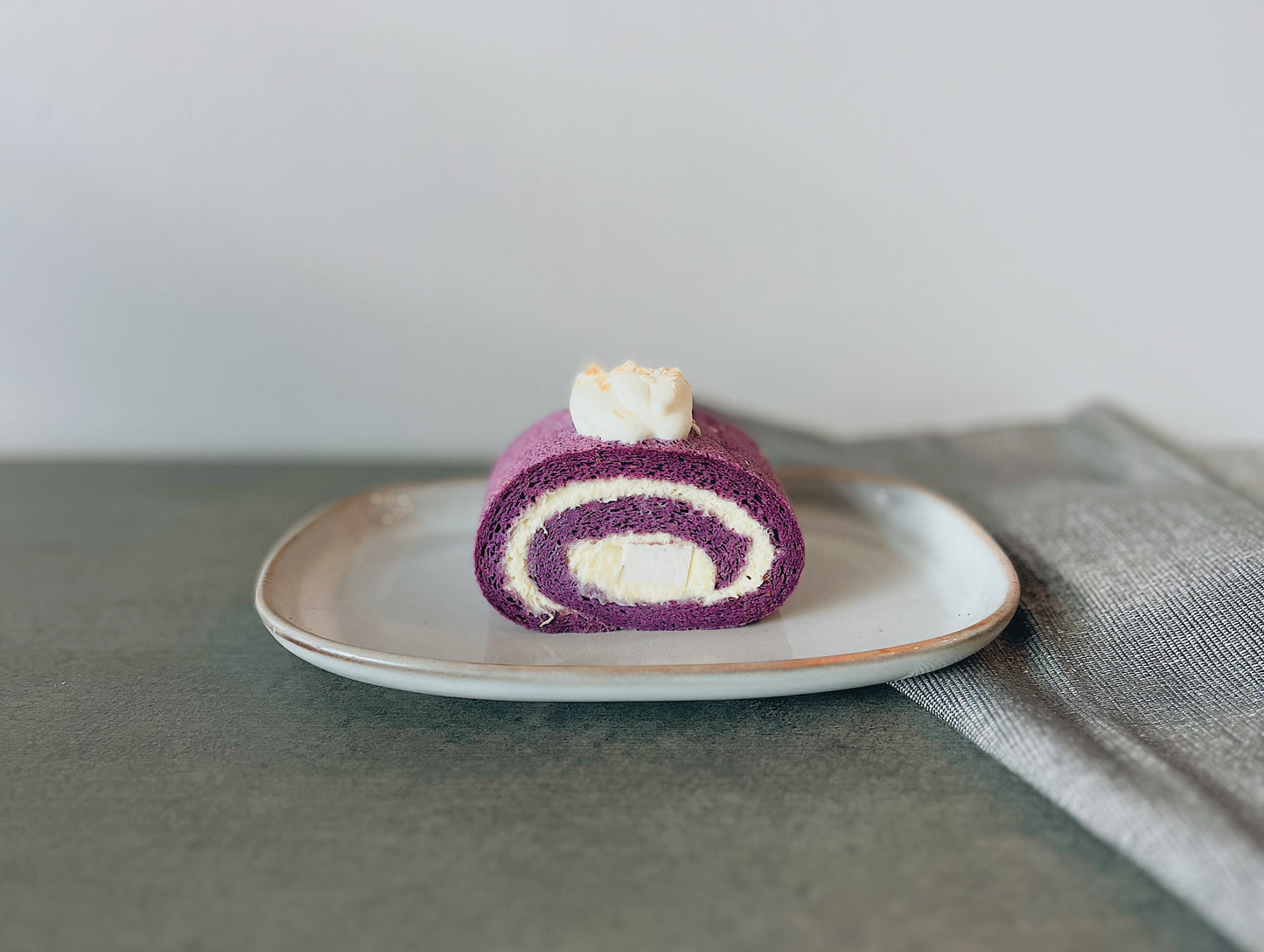 Ube and Coconut Roll Cake