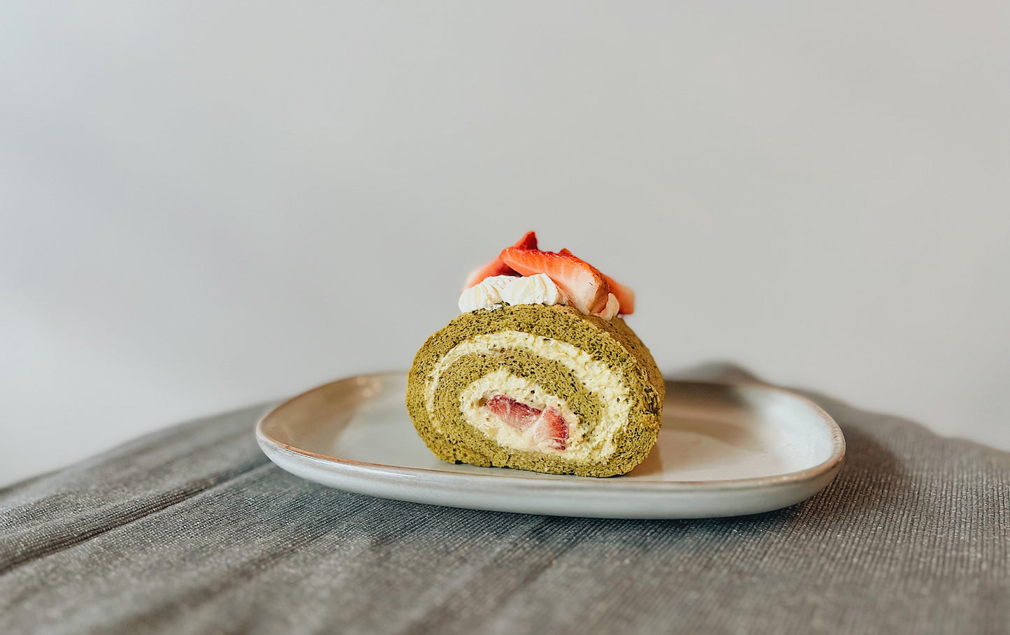 Matcha and Strawberry Roll Cake