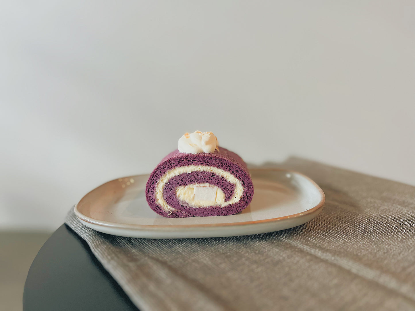 Ube and Coconut Roll Cake