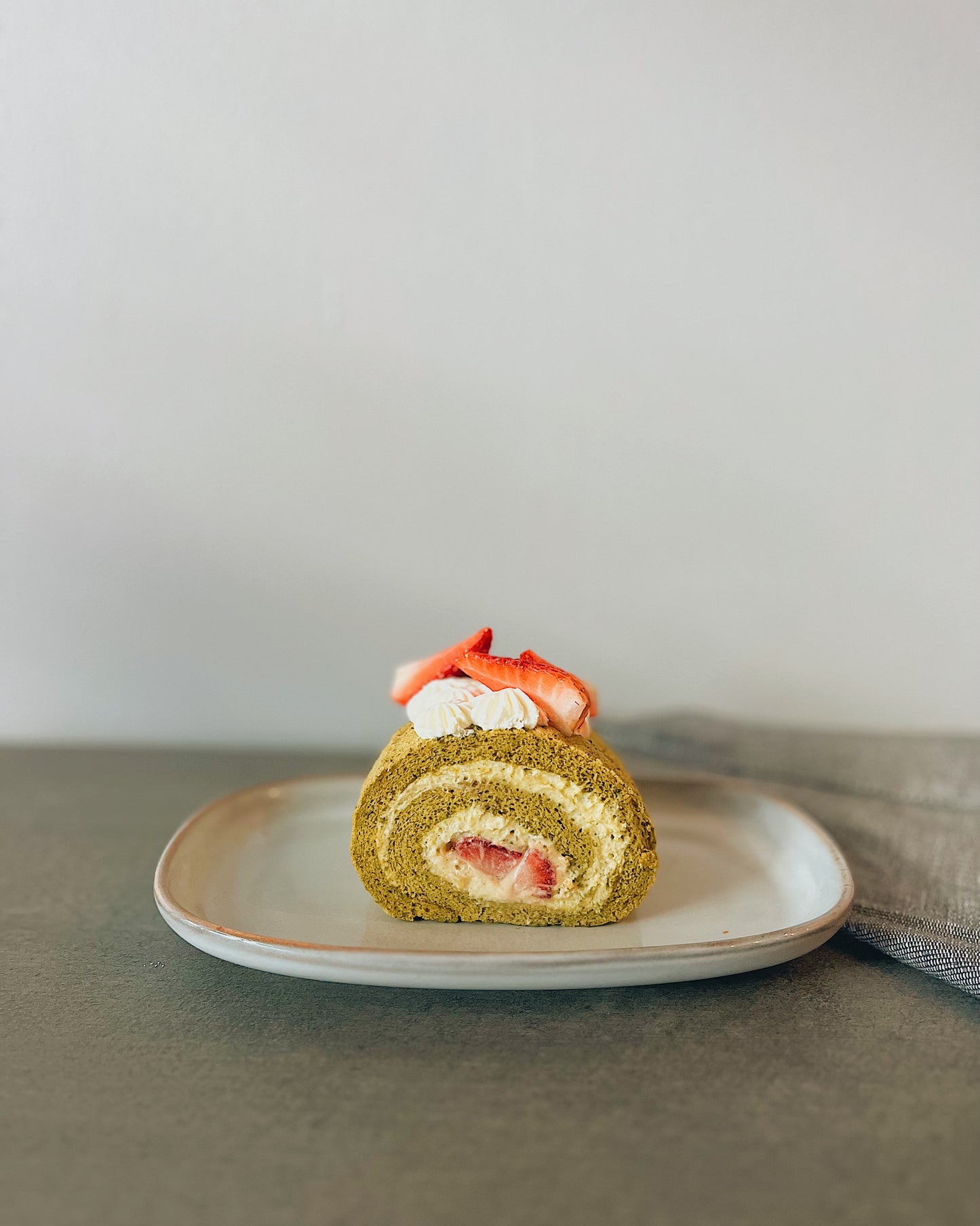 Matcha and Strawberry Roll Cake